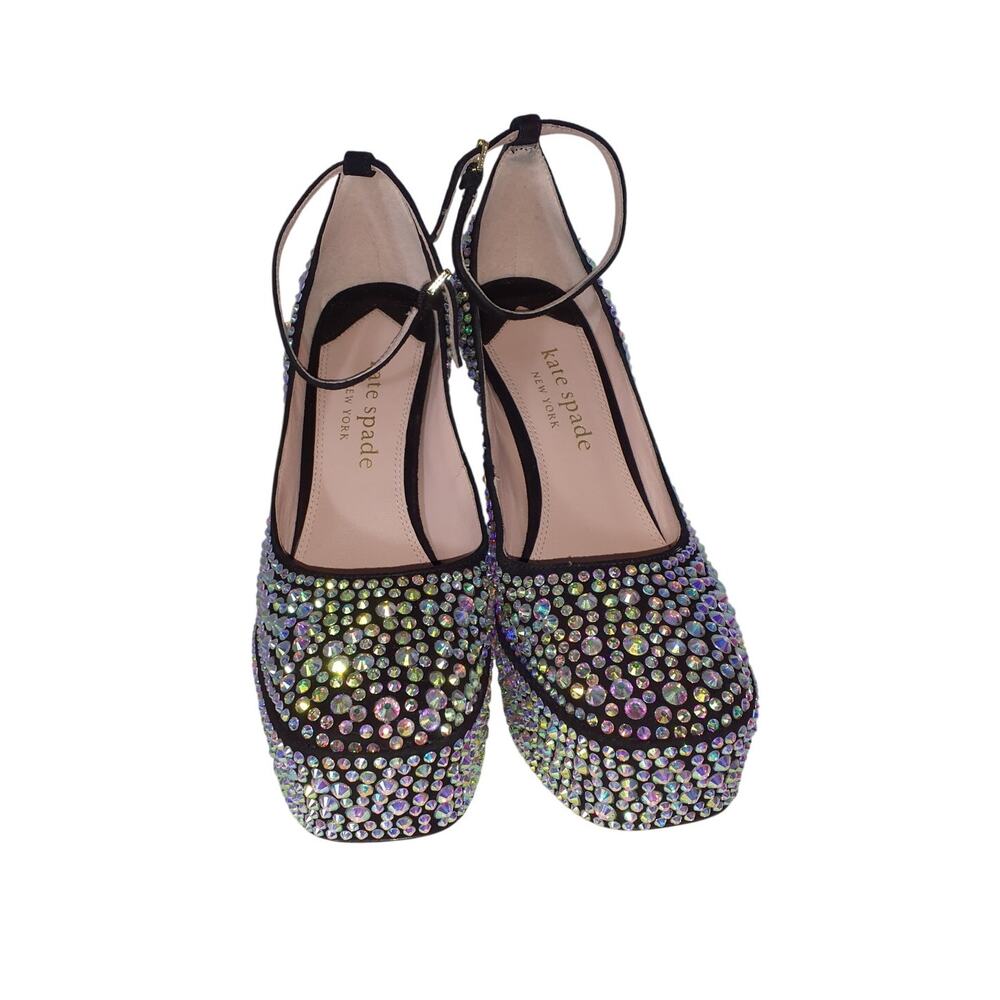 Kate Spade Sparkling Black Gia Pave Platform Pump Size 6.5 B - Picture 4 of 6